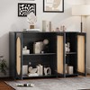 NicBex 48.8"  3-Doors Sideboard,Kitchen Storage Cabinets with Rattan Doors and Metal Handles for Kitchen and Dining Room,Black/White/Brown/Light Brown - 2 of 4