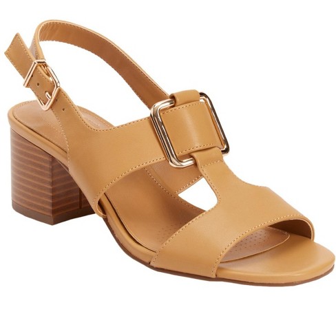 Comfortview Women's Wide Width The Simone Sandal, 8 1/2 WW - Camel