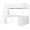 TIRAMISUBEST Full Size Loft Bed with U-shaped Desk, 2 Drawers and Tri-fold Mirror, Wooden Loft Bedframe with Storage Shelves - 4 of 4