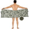 LA LEELA Men's Pareo Trunk Summer Sarong Wrap One Size Geometric Collage Black - 4 of 4