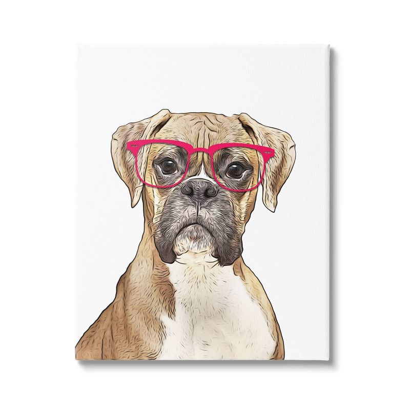 Wall Art by Annalisa Latella Boxer Dog Red Glasses Kids&#39; Unframed Canvas - Stupell Industries, 1 of 6