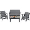 Pamapic 4-Piece HDPE Plastic Weather Resistant Outdoor Patio Conversation Seating Set in Gray - 2 of 4