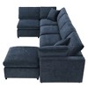 Okak 130" Convertible U-Shaped Sectional Sofa Bed W Ottoman, 6 Seat Cloud Upholstered Sleeper Sofa Free Combination for Living Room,Apartment, Blue - 4 of 4