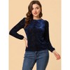 Allegra K Women's Polka Dots Burn-Out Long Sleeve Velvet Top - 3 of 4