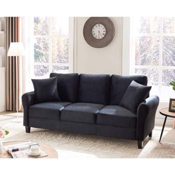 Clio Velvet Upholstered 3 Seater Sofa Couch,78 inches Long Sofas,Modern Velvet Couch 3 Seater Sofa with 2 Pillow-Maison Boucle