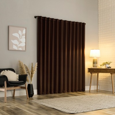 Chocolate Brown 96" Blackout Polyester Window Curtain Panel Pair