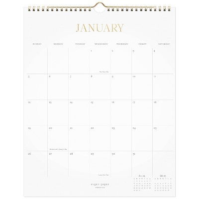 Sugar Paper Essentials 2025 Wall Calendar 15"x12" White: Monthly Planner for Adults, Twin-Wire Binding, January-December