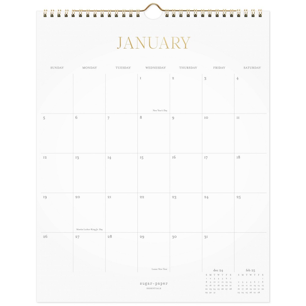 Photos - Planner Sugar Paper Essentials  Wall Calendar 15"x12" White 2025