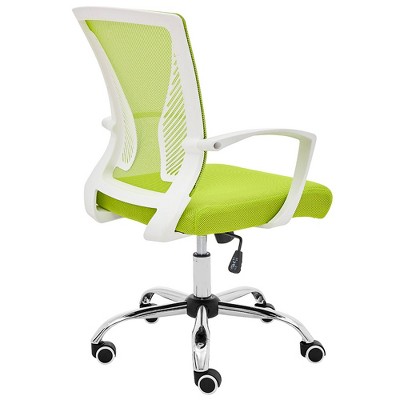 Zuna White/Lime Mesh Mid-Back Swivel Task Chair