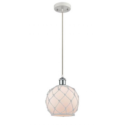 Farmhouse Rope - 1 Light Cord Hung Mini Pendant In Industrial Style-10 Inches Tall and 8 Inches Wide
