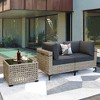 XIZZI Wicker Loveseat Small Couch, 2 Seater Sofa, All Weather Rattan Furniture with Solar Coffee Table for Balcony Yard Poolside Garden - 3 of 4