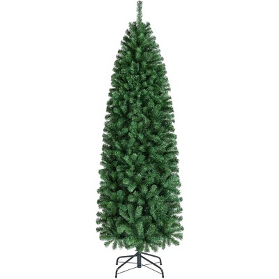 Yaheetech 6Ft/7.5Ft Artificial Christmas Tree Holiday Decoration Slim Tree, Green