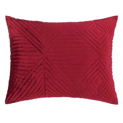 Riviera Red Velvet Quilted Standard Pillow Sham