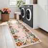 Green Floral Runner Rug Washable Rug, Non-Slip Non-Shedding Kitchen Carpet, Low Pile Stain-Resistant Foldable , for Entryway, Laundry Room, Bathroom - 2 of 4