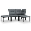 vidaXL 4 Piece Patio Lounge Set Black and Gray Poly Rattan - 2 of 4