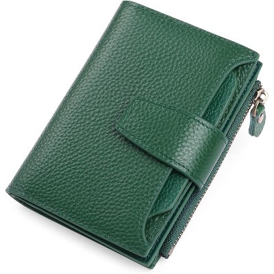 BEAFUP Women's Genuine Leather Wallet,Compact Size Wallet, RFID Blocking,with 14 Slots and 2 Zippered Pockets & Zipper Coin Pouch