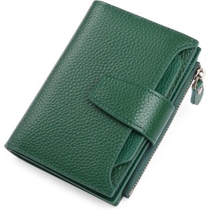 BEAFUP Women's Genuine Leather Wallet,Compact Size Wallet, RFID Blocking,with 14 Slots and 2 Zippered Pockets & Zipper Coin Pouch - 1 of 4