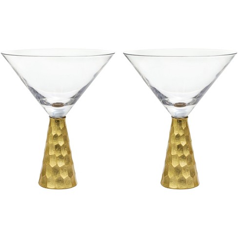 American Atelier Daphne Martini Glasses Set of 2, Hammered Metal Design 9-Ounce Capacity Elegant Cocktail Barware for Martini or Cosmopolitan - image 1 of 4