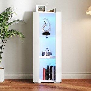 DOMETOUR Storage Cabinets with aluminum strip lamp,with Glass Shelves, for Living Room/Bedroom/Office - 1 of 4
