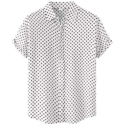 Lars Amadeus Men's Short Sleeves Regular Fit Summer Hawaiian Point Collar Polka Dots Shirts