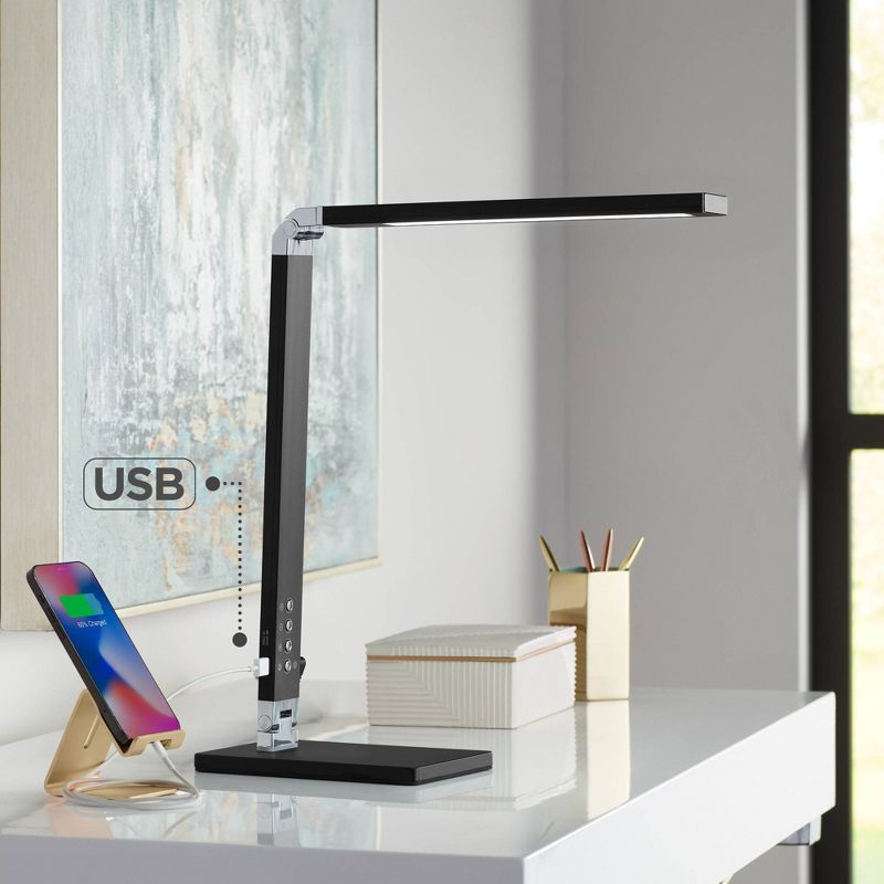 360 Lighting Jett Modern Desk Lamp 16 1/2" High Black with USB Port and Nightlight LED Dimmer Touch On Off for Bedroom Bedside Nightstand Family House, 2 of 10