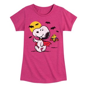 Girls' - Peanuts - Vampire Snoopy and Woddstock Fitted Short Sleeve Graphic T-Shirt - 1 of 4