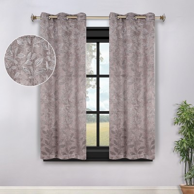 Modern Bohemian Leaves Room Darkening Semi-Blackout Curtains, Set of 2 by Blue Nile Mills