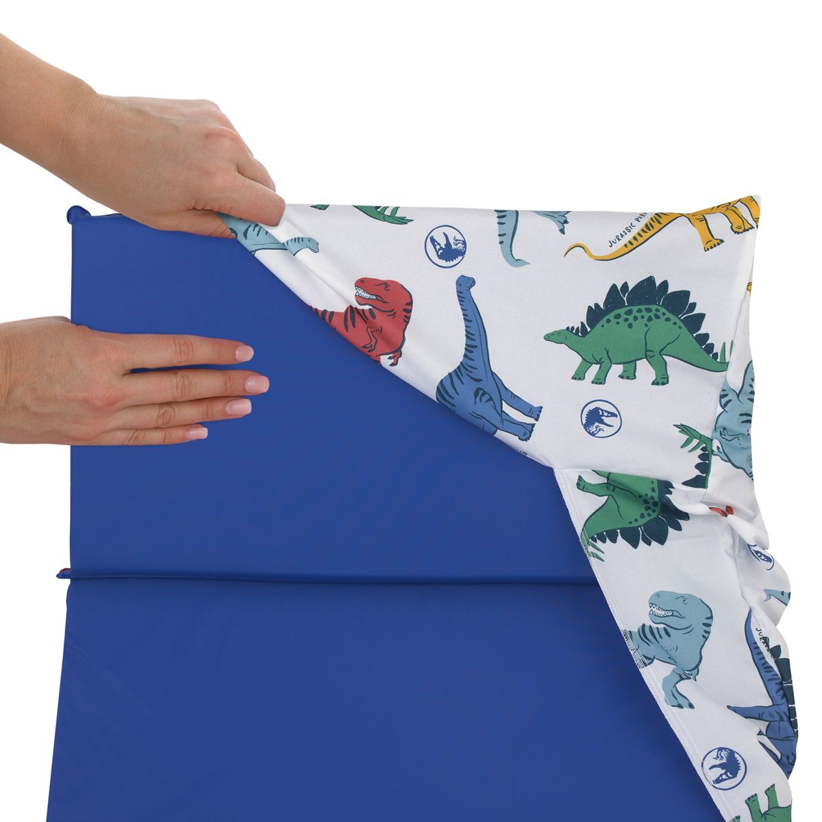 NoJo Universal Jurassic World Wild and Free Blue, Green, and Yellow Dinosaur Preschool Nap Pad Sheet - thumbnail 4