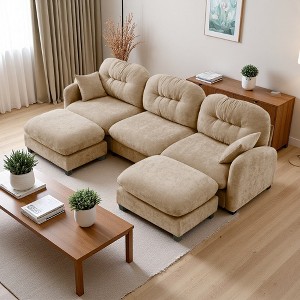 107" Chenille U-Shaped Modular Sectional Sofa with Ottoman - 1 of 4