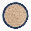 Plum & Post Jute Coil Round Placemats, Set of 8 - Natural/Navy Blue - 4 of 4