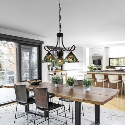 Innes Tiffany-Style Blackish Bronze Mini Chandelier with Stained Glass