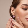 EVERLY JEWELRY | Rose Plated Sterling Silver 1/6 CT TGW White Topaz Hoop Earrings Purple Enamel Plated - 4 of 4