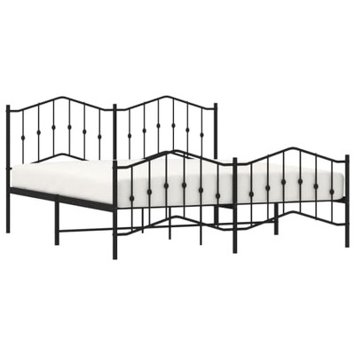 vidaXL Black Steel Bed Frame with Headboard and Footboard for California King Mattress