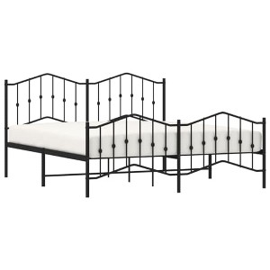 vidaXL Black Steel Bed Frame with Headboard and Footboard for California King Mattress - 1 of 4