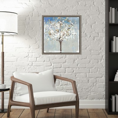 Winter Still Tree Framed Canvas Wall Art in Sylvie Greywash
