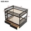 RISOKEYS Full-Over-Full Convertible Beds, Bunk Bed with 2 Storage Drawers and Ladder, Can be Devided into 2 Beds, No Spring Box Needed, Espresso - 3 of 4
