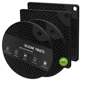 Itopfox Silicone Trivet Mats - 4 Heat Resistant Pot Holders Multipurpose Non-Slip Hot Pads for Kitchen Hot Dishes Jar Opener Spoon Holder, Food Grade - 1 of 4