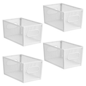 Perforated Metal Storage Bin with Handles - 1 of 4