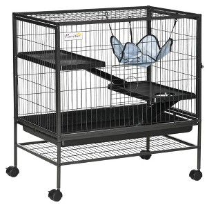 PawHut 3-Story Small Animal Cage, Metal Ferret Cage, Chinchilla Play House, with Casters Hammock No Leaking Tray Storage Shelf, 31.5"x20.5"x33" - 1 of 4