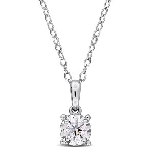 CREATED FOREVER | Sterling Silver Lab-Grown Diamond Solitaire Pendant with Chain, 17 inch - Multiple Carat Size Options - 1 of 4
