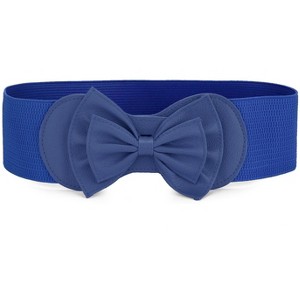 INSPIRE CHIC Women's Bowtie Ornament Press Stud Button Elastic Waist Cinch Belt One Size 1 Pc - 1 of 4