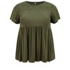 GRACE & GRANDEUR Women's Plus Size Eyelet Embroidery Crew Neck Ruffle Hem Cinched Waist Short Sleeve Babydoll Blouses - 4 of 4