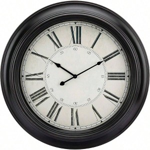 24 inch traditional wall clock for living room bedroom office wooden black classic design housewarming gift - 1 of 4