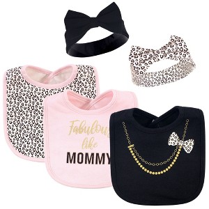 Little Treasure Baby Girl Cotton Bib and Headband Set 5pk, Fabulous Mommy - 1 of 1