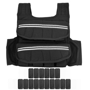Weighted Vest for Men,25/35/45 LBS Adjustable Weight Vest with Shoulder Pads/Reflective Stripe/ Pockets for Running Walking Home Gym - 1 of 4