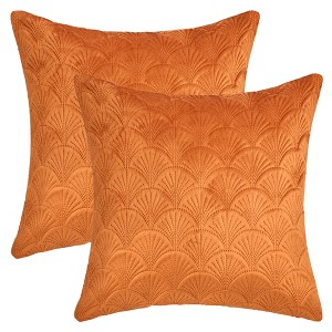 REGALWOVEN Velvet Solid Decorative Scallop Texture Modern Pillowcases 2 Pcs - 1 of 4