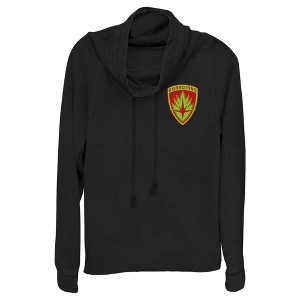 Juniors Womens Guardians of the Galaxy Holiday Special Small Guardians Badge Cowl Neck Sweatshirt - 1 of 4