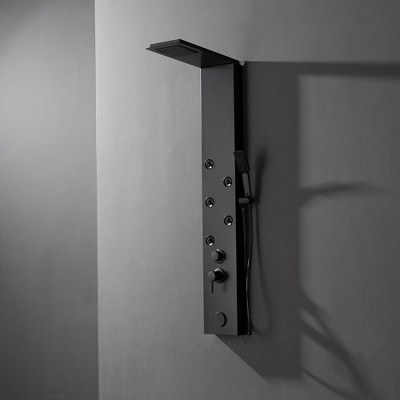 Matte Black Metal 4-Jet Rainfall Shower Panel System
