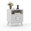 1/2 PCS Modern Nightstand, Fluted End Table with 2 Drawers & Open Shelf, Wooden Bedside Table, Sofa Side Table for Living Room Bedroom Sofa Couch - 3 of 4