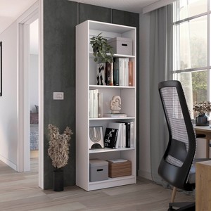 TOAOTBNBO 5-Tier Bookshelf, Industrial Tall Bookcase with Storage Cabinet Narrow Decorative Shelf for Living Room - 1 of 4